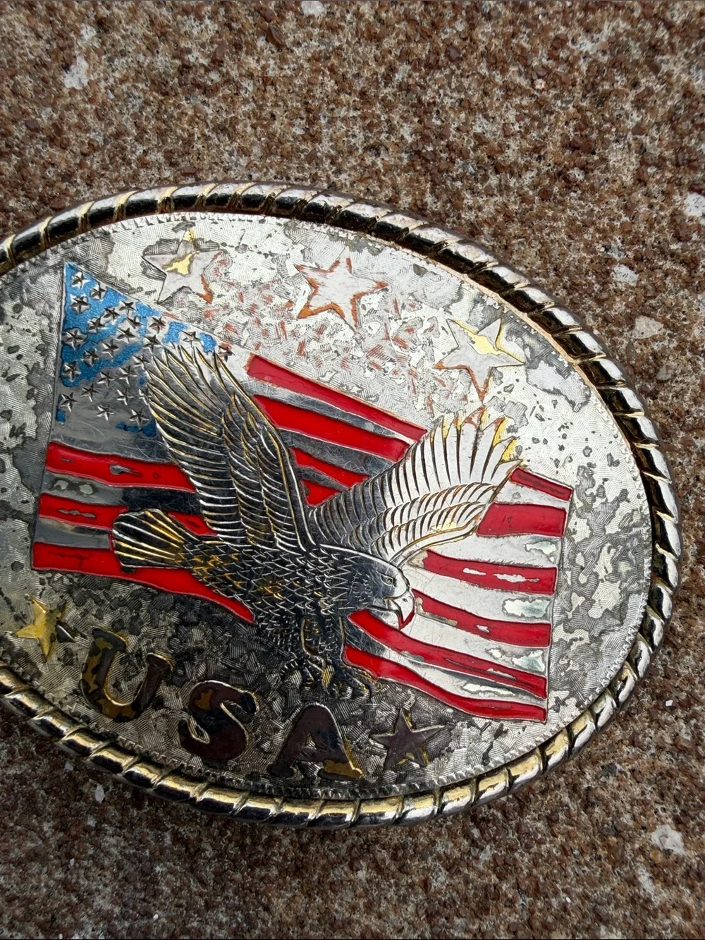 Vintage USA solid belt buckle beautiful